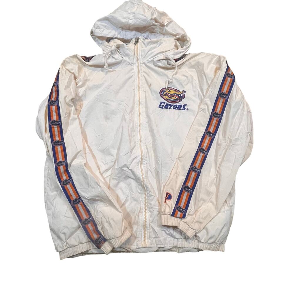 Vintage Florida Gators NCAA Pro Player Hooded‎ White Windbreaker Mens Medium
